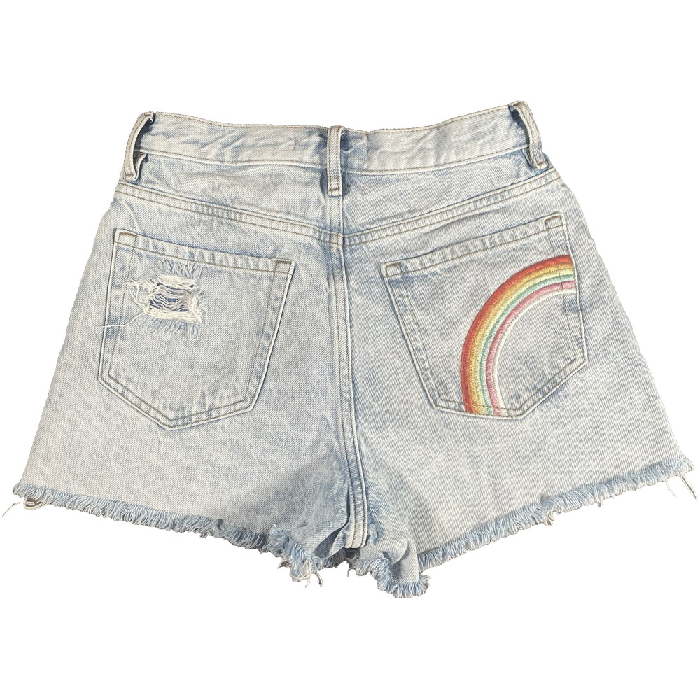 Pacsun high rise cut off denim shorts with rainbow
